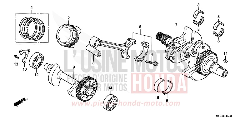 VILEBREQUIN/PISTON de NC700X Boîte Méca DARKNESS BLACK METALLIC (NH463) de 2013